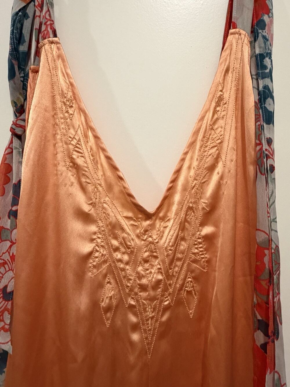 Intimately Free People Orange Floral Tie One Pantsuit Loungewear Boho Sz M